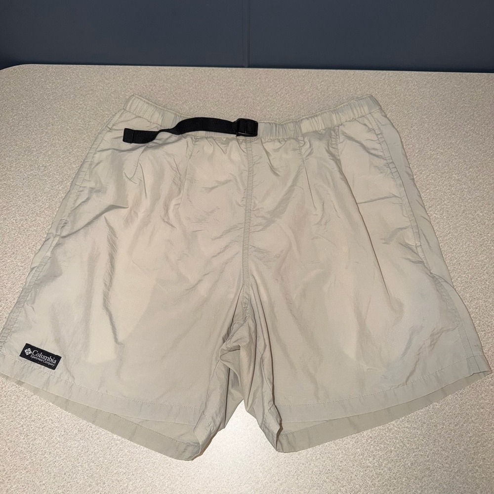 Columbia Water Shorts Men's S Tan Mesh Lined Belted Light Fishing, Outdoor 6"